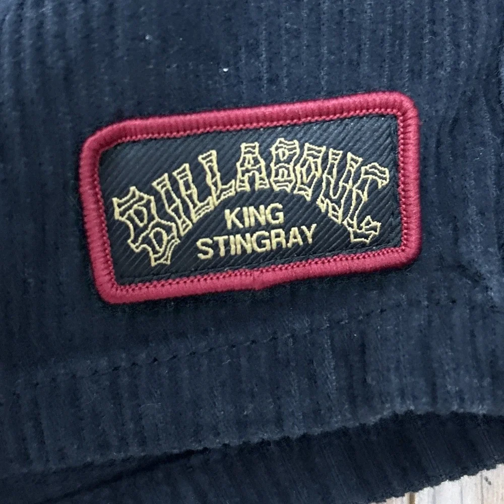 Billabong x King Stingray Black Wide Corduroy Cotton Drawstring Shorts - Large